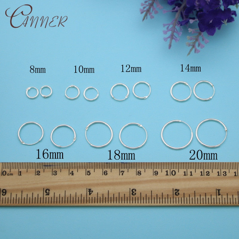 Round Silver Hoop Earrings