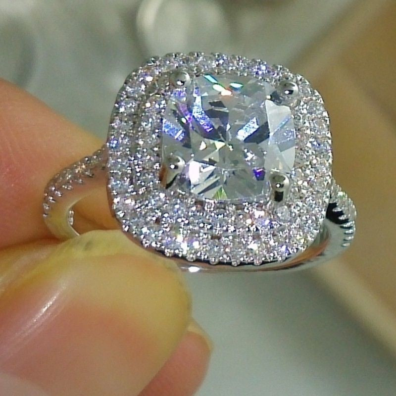Cushion cut band Ring ( Sz 5-10 )